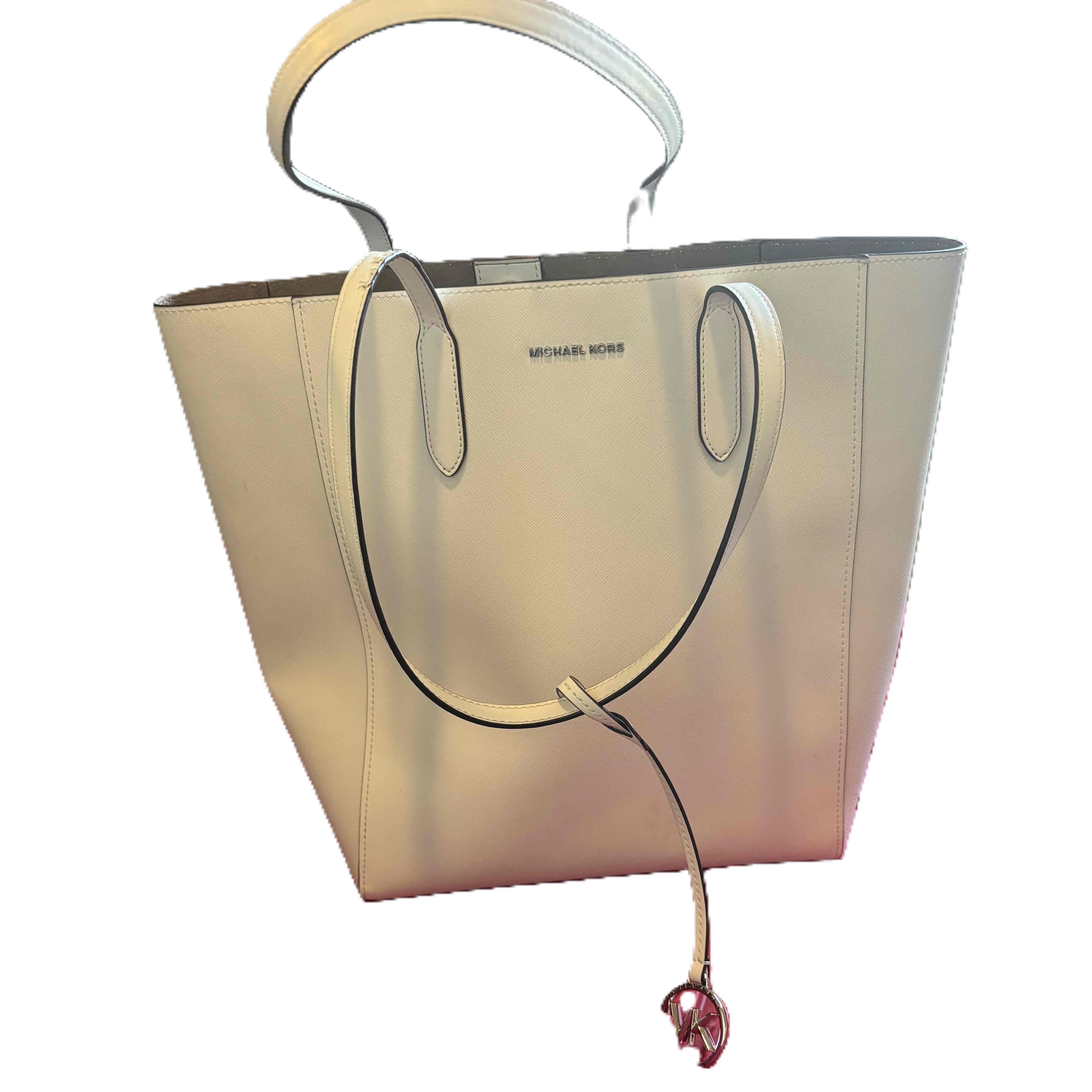 Michael Kors White Tote Style Leather Handbag Size Large
